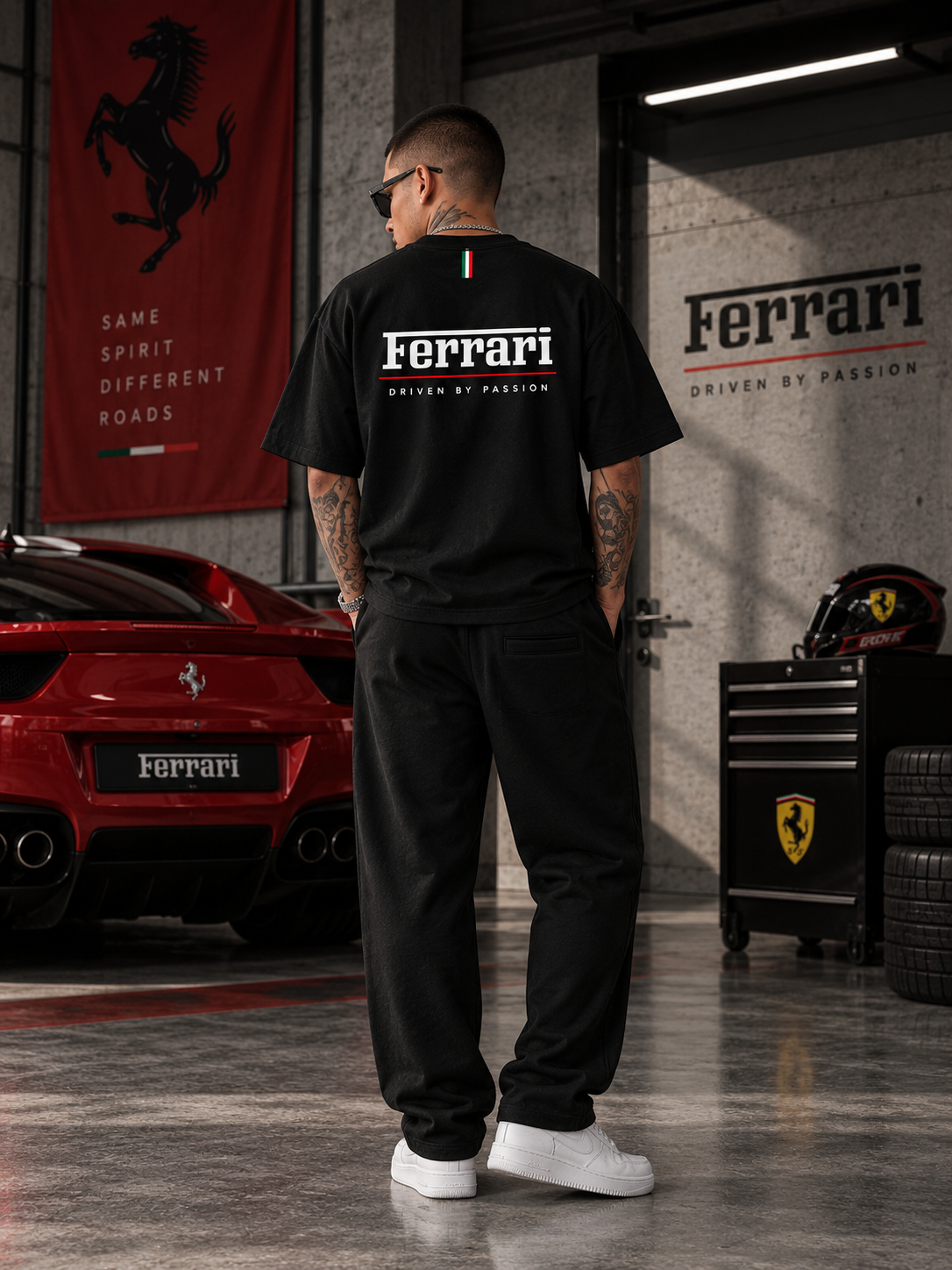Ferrari Racing Black Tracksuit Set