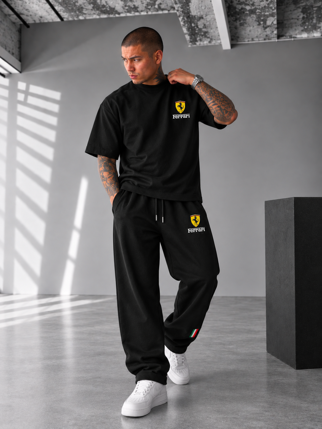 Ferrari Racing Black Tracksuit Set