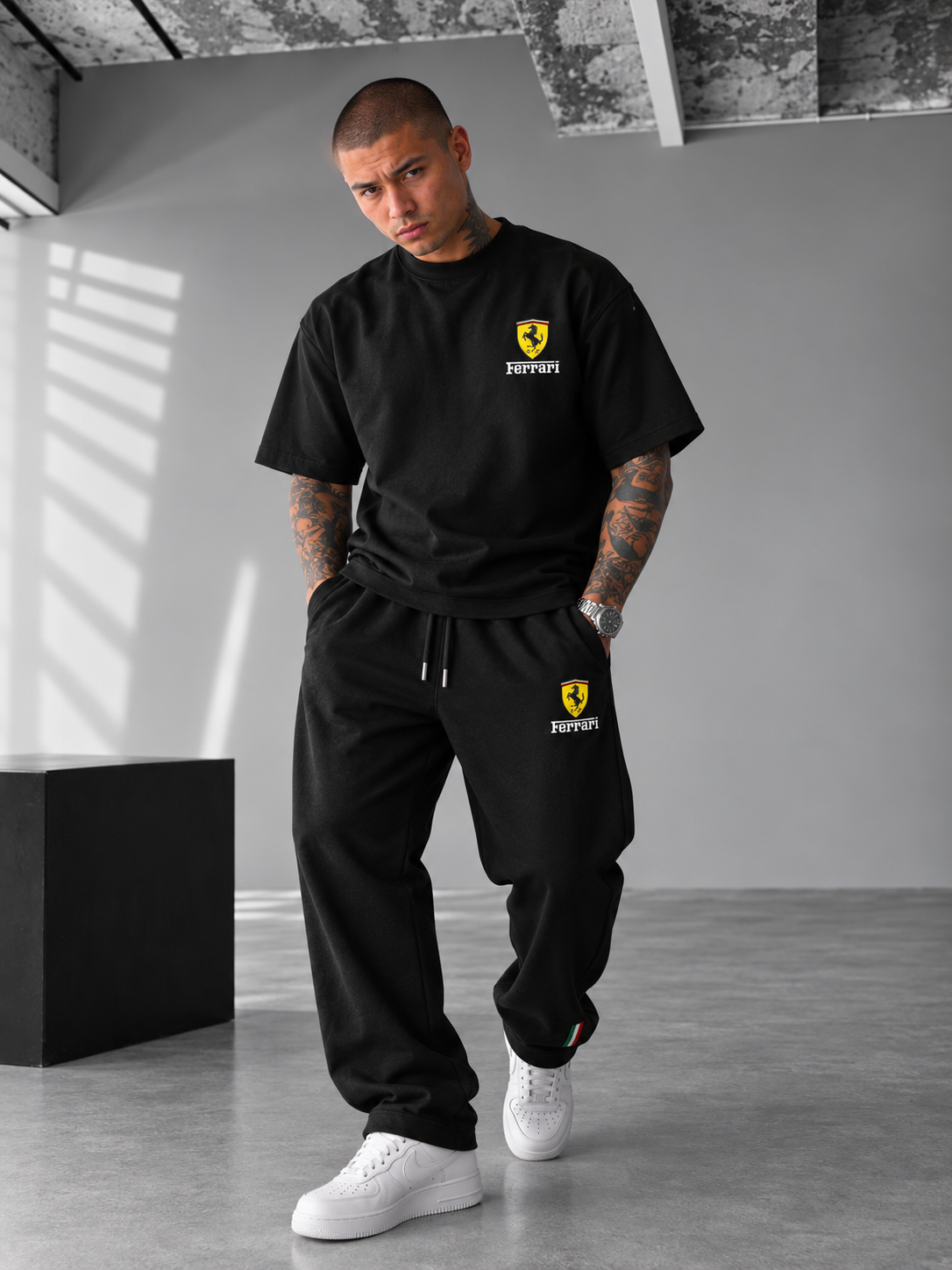 Ferrari Racing Black Tracksuit Set