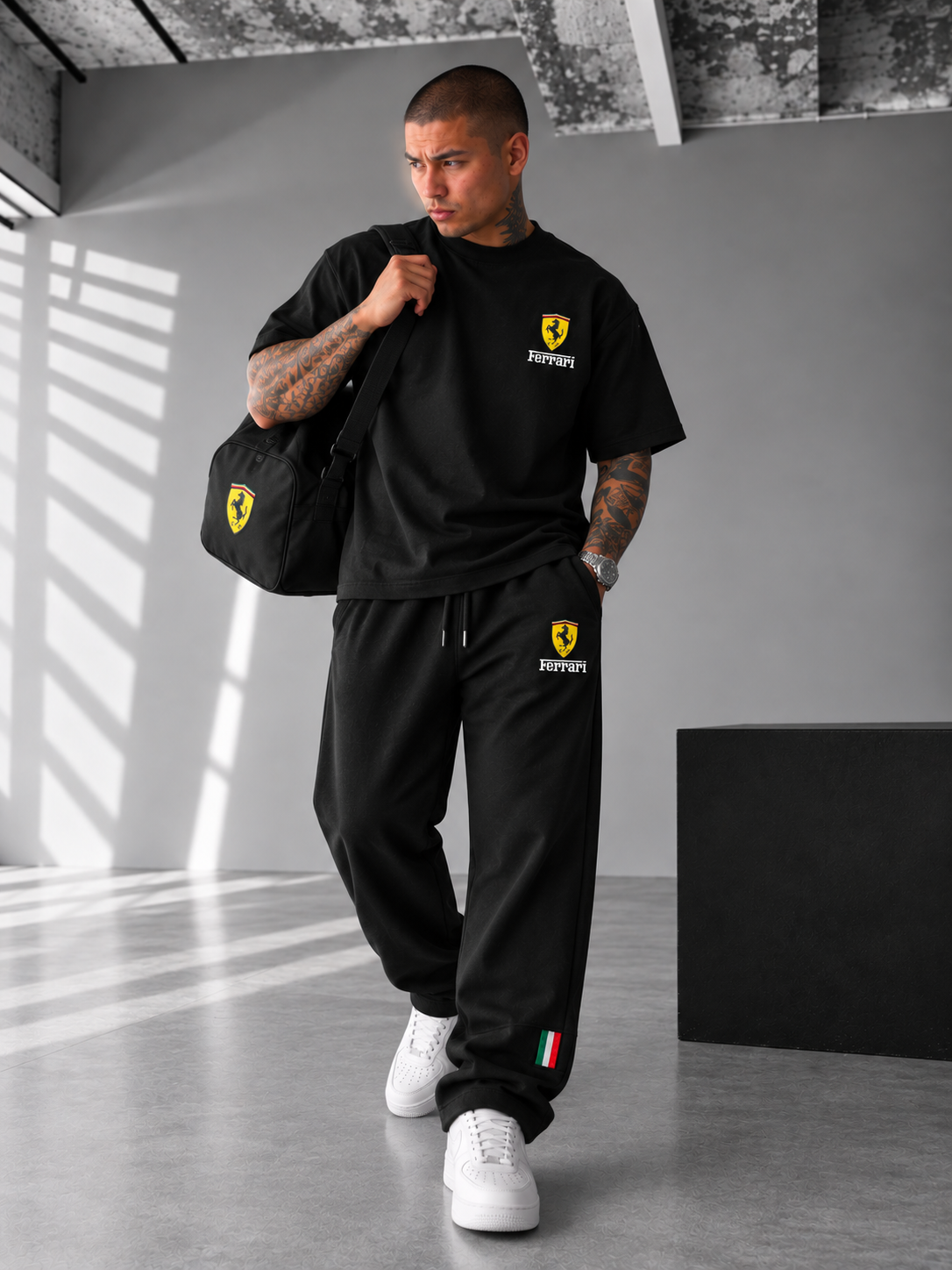 Ferrari Racing Black Tracksuit Set