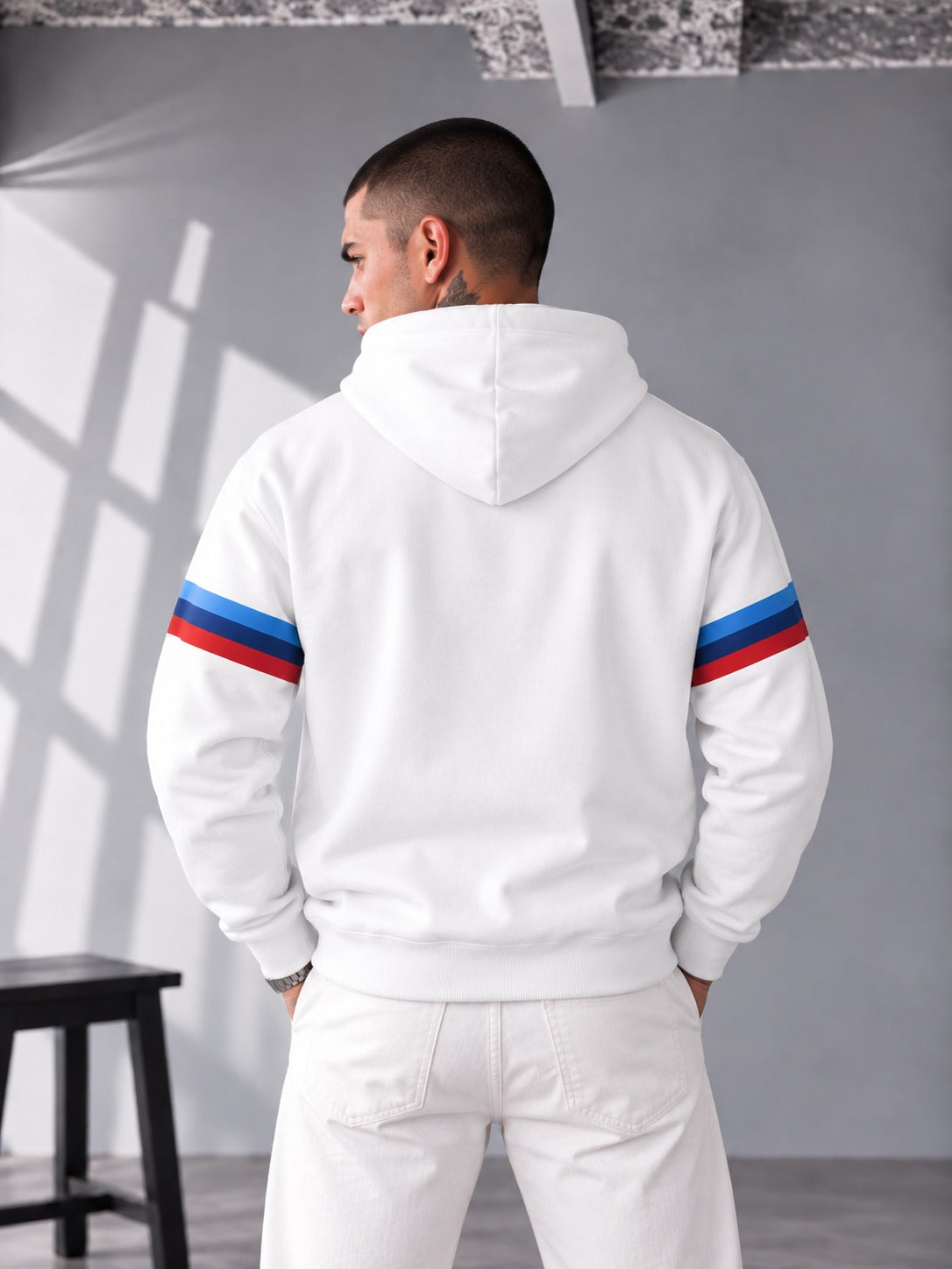 M Power Racing Stripe Hoodie – White